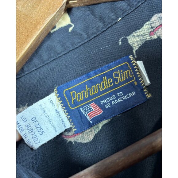 Vtg Panhandle‎ Slim Shirt Mens 17- 36 Black Long Sleeve Western Buffalo - Picture 3 of 6